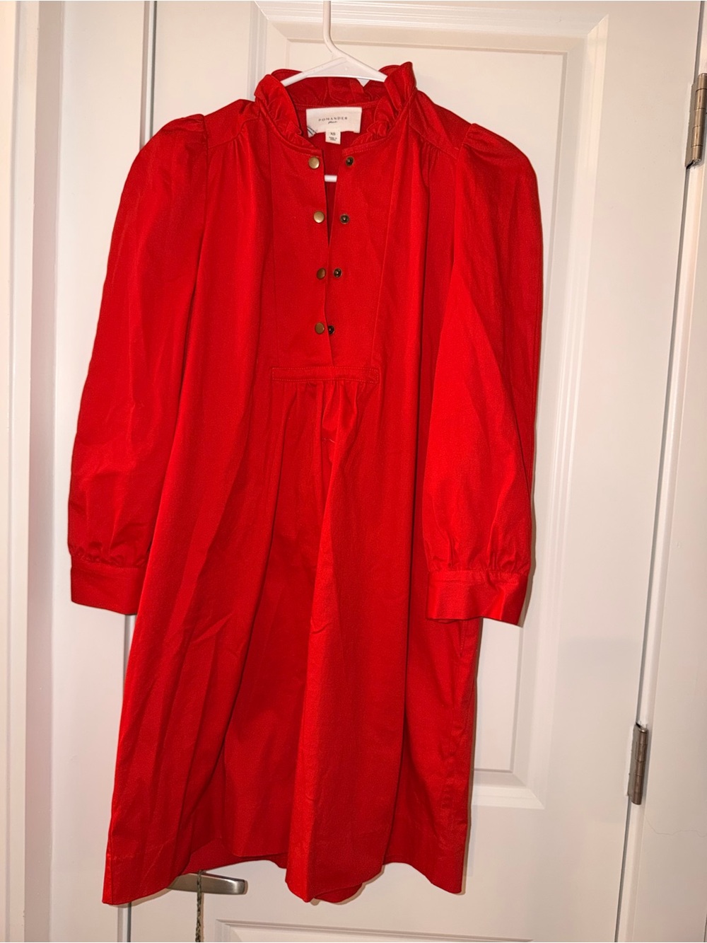 Pomander Place Bright Red Ruffle-Neck Mini Dress
